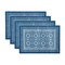 Threadmade Home Vietri Medallion Block Print Stain & Water Resistant Indoor/Outdoor Placemats, Set of 4, Multicolor - 13"W x 19"L